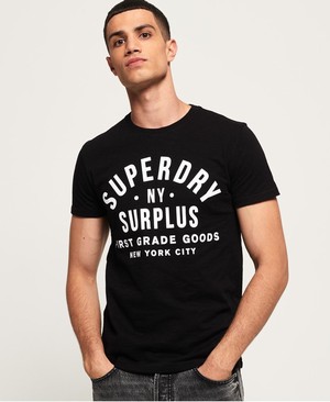 Superdry Surplus Goods Classic Graphic Férfi Pólók Fekete | IBUXM4528